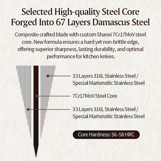 XINZUO Ji Series 67 Layers Damascus Steel Bone Chopper Knife 7Cr17MoV Steel Core Razor Sharp Kitchen Knife