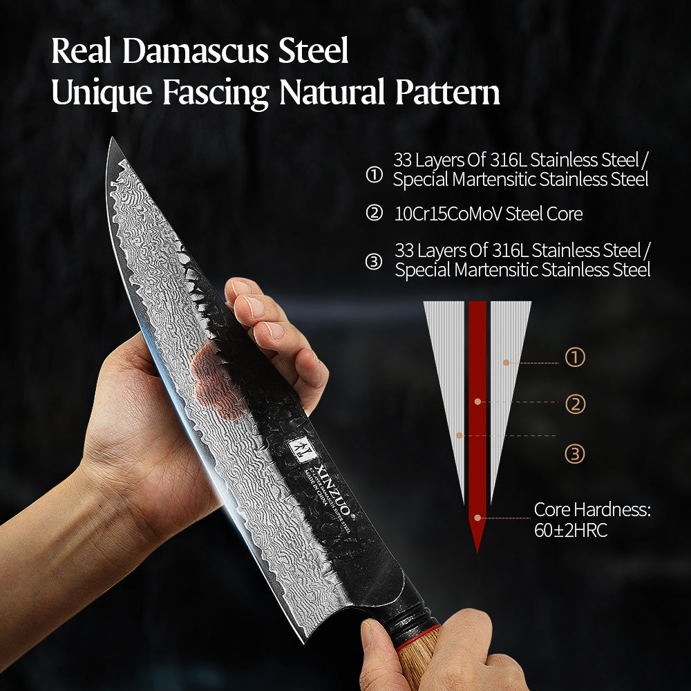 XINZUO Customized 67 Layers Damascus Steel 10.2 Inches Chef Knife Hardness 60±2HRC Household Kitchen Knife