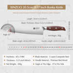 XINZUO 8.1 Inches Bunka Knife 3 Layers Composite Steel Razor Sharp Kitchen Knife