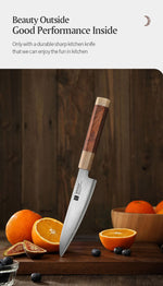 XINZUO Zhen XZ05 Series ZDP-189 Powder Utility Knife 5.5 Inch, Made of Three-layer Composite Steel, Hardness Reaches 65-67HRC, Desert lronwood Octagonal HandIe