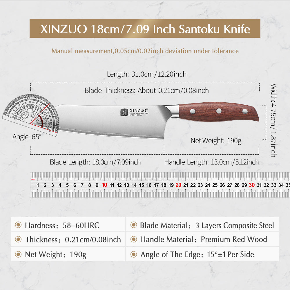 XINZUO Sharp And Durable Santoku Knife 440C Steel Core Hardness 58-60HRC