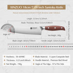 XINZUO Sharp And Durable Santoku Knife 440C Steel Core Hardness 58-60HRC