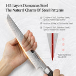 XINZUO 145 Layers Damascus Carving Knife, 8.5 Inches, Ergonomic Handle, Acacia Wooden Gift Box