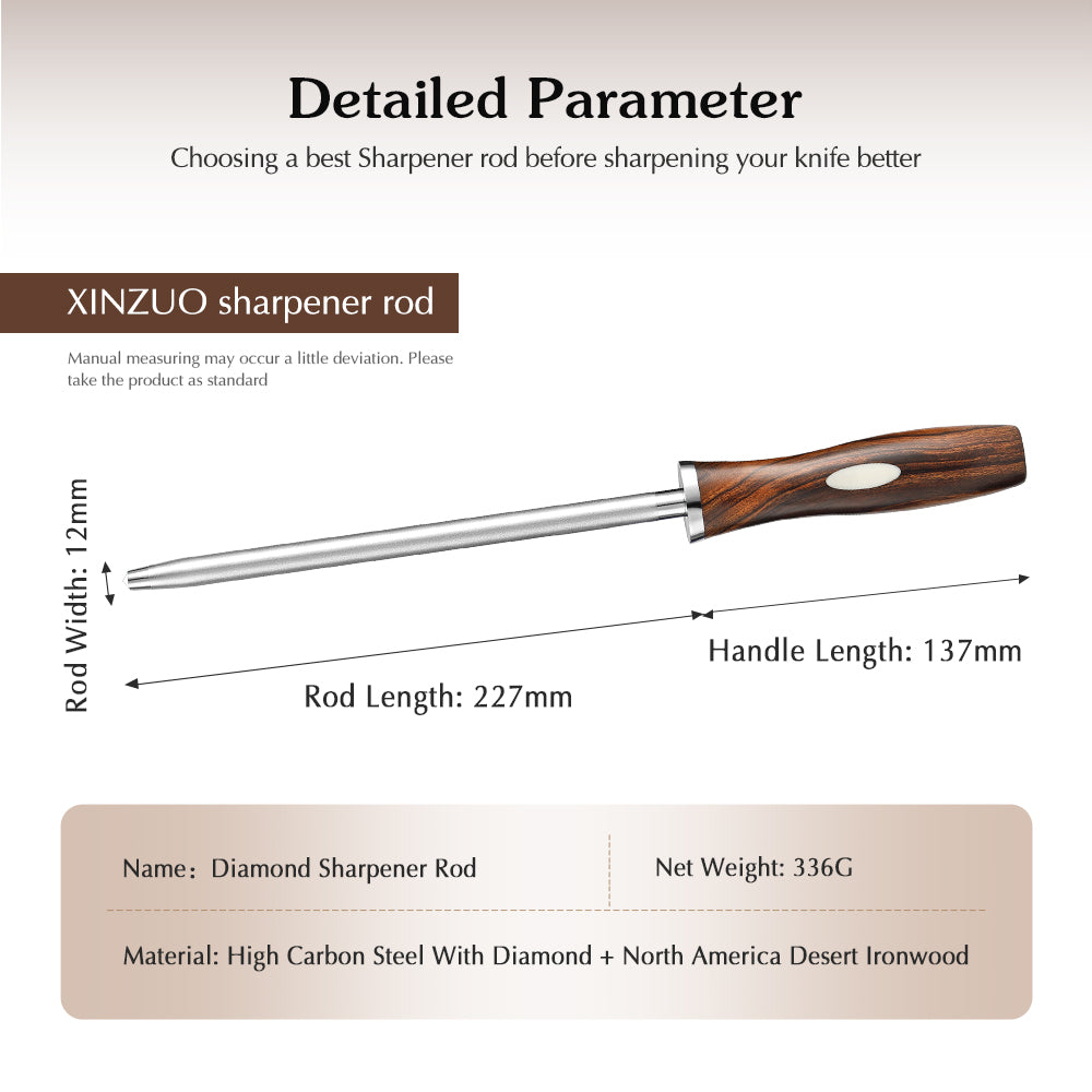 XINZUO High Carbon Steel Diamond Sharpener Rod-Jiang Series
