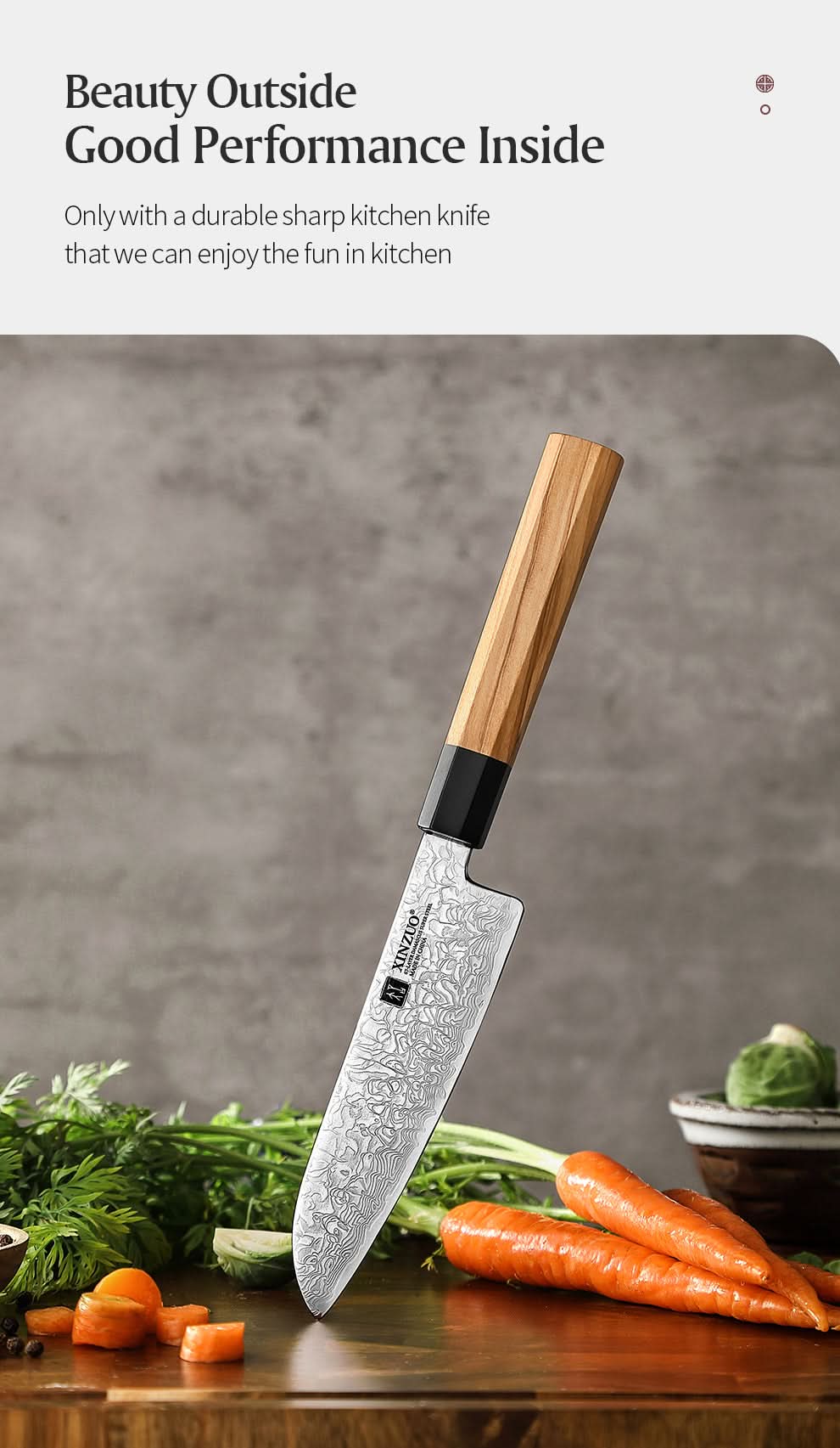 XINZUO PM8 Series 67 Layers Damascus Powder Santoku Knife 5.5 inches