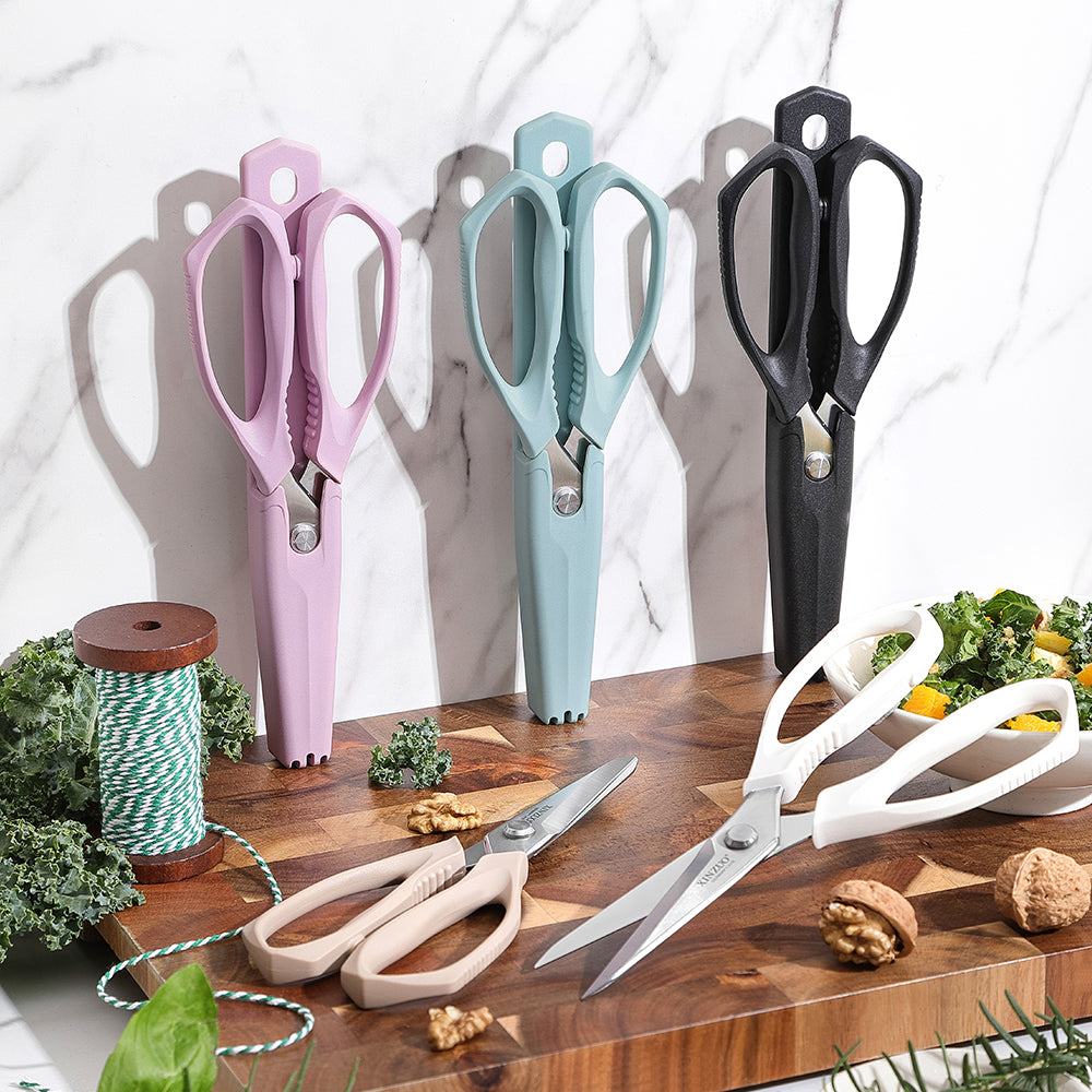 XINZUO 5 Colors Magnetic Kitchen Scissors with Fridge Storage – German 1.4116 Molybdenum-Vanadium Steel, Multi-Purpose