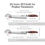 XINZUO Premium 5PCS Kitchen Knife Set 3 Layers Composite Steel 8.1+7.1+8.2+5.1+3 Inches Knife，Ultra-Sharpness Edge