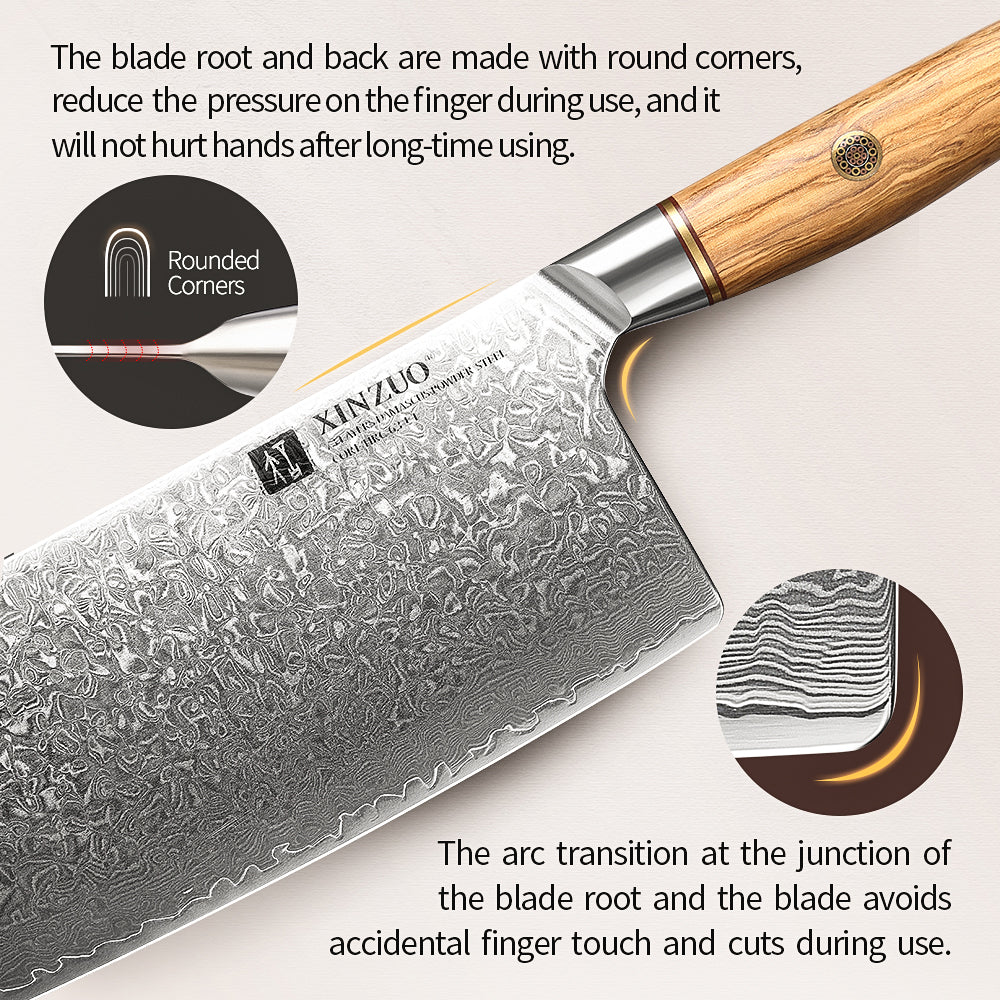 XINZUO Lan Series 73 Layers Damascus Powder Steel 7.5 inch Cleaver knife.