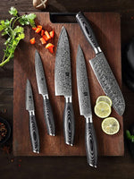 XINZUO 5-Piece 67 Layers Damascus Steel Kitchen Knife Set-Ya Series