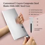 XINZUO 8.5 Inches Cleaver Knife, 3 Layers Clad Steel with Red Wood Handle & Copper Rivets, 58~60HRC - FU Series