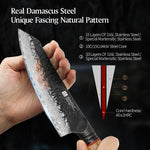 XINZUO 5.7 Inch Santoku Knife 67 Layers Damascus Steel with Burnt Oak Handle – Precision Japanese Multi-Purpose Chef Knife