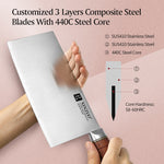 XINZUO 7.5 Inches Meat Cleaver Knife, 3-Layer Forged Steel with Red Sandalwood Handle & Copper Rivets, 58-60HRC