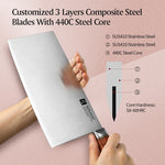 XINZUO Meat Cleaver Knife, 3 Layers Clad Steel with Red Wood Handle & Copper Rivets, 58~60HRC - FU Series