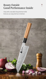 XINZUO PM8 Series 67 Layers Damascus Powder Steel Santoku Knife 7.5 inches