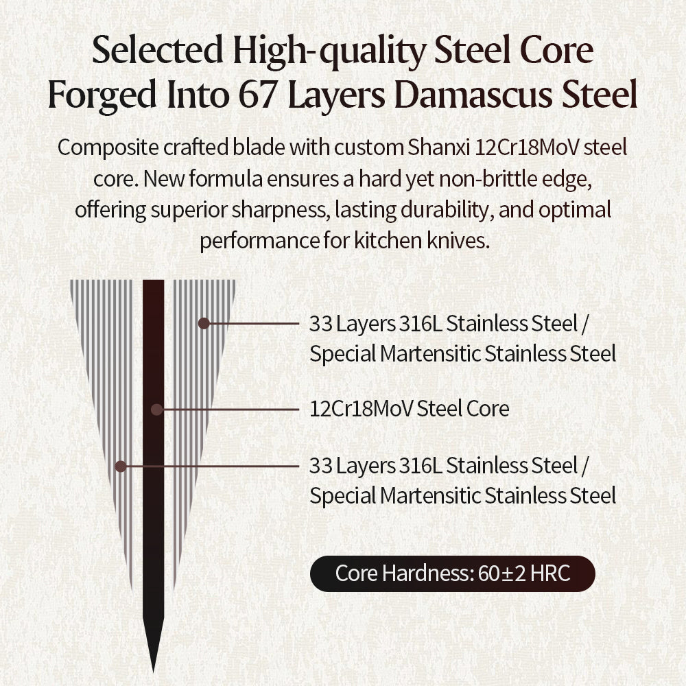 XINZUO 67-Layer Damascus 10" Slicing Knife – Carve with Confidence & Grace