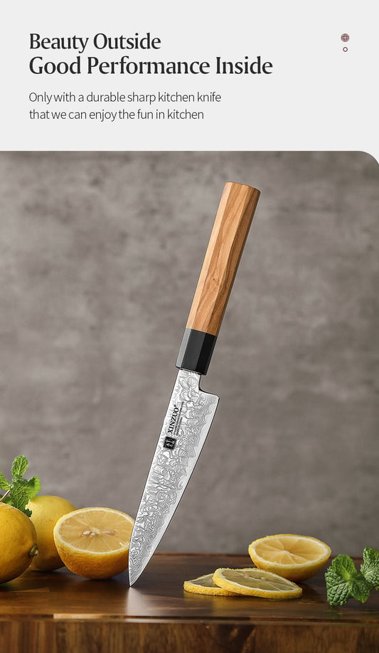 XINZUO PM8 Series 67 Layers Damascus Powder Steel Utility Knife 5.3 inches