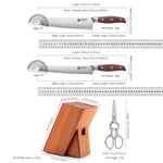 XINZUO Forged Kitchen Knife Set 7PCS Knife Set 440C Steel Core 3 Layers Composite Steel Hardness 60±1HRC