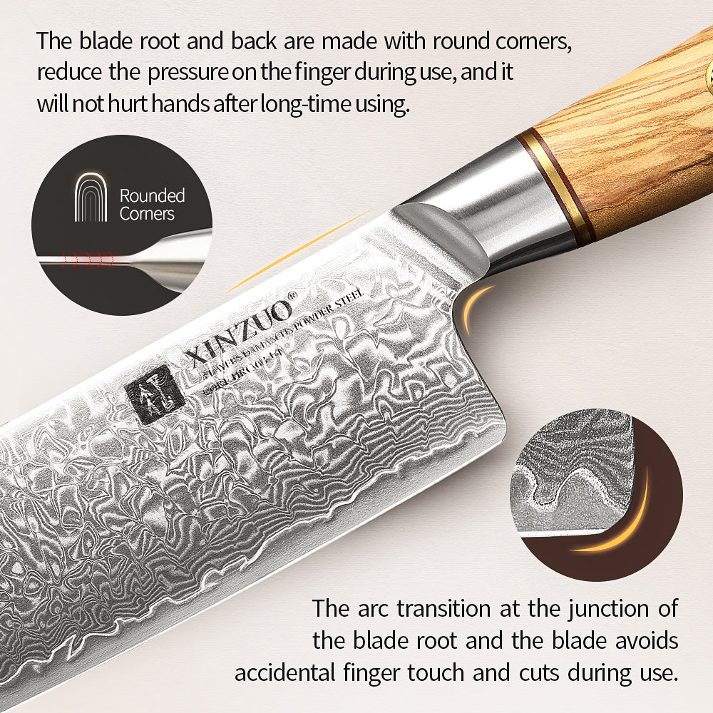 XINZUO Lan Series 73 Layers Damascus Powder Steel 7 inches Nakiri Knife