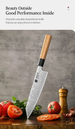 XINZUO PM8 Series 67 Layers Damascus Powder Steel Kiritsuke Chef Knife 8.5 inches