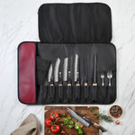 XINZUO Kitchen Knife Roll Bag, Microfiber Leather & Thickened Canvas Knife Storage Wrap with 8 Slots, Portable Wear-resistant Knife Carrier for Professional Chefs Camping Kitchen