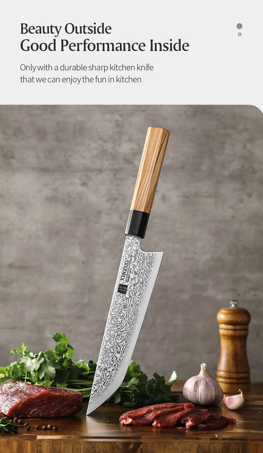 XINZUO PM8 Series 67 Layers Damascus Powder Steel Sakumira Knife 8.5 inches