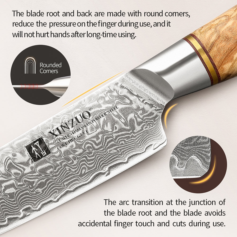 XINZUO Lan Series 73 Layers Damascus Powder Steel Steak Knife