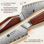 XINZUO Xing Series Hand-forged 5.1 Inches Utility Knife 73-Layer Pattern Damascus Steel - Ultra-Sharp Multi-Purpose Cooking Knife