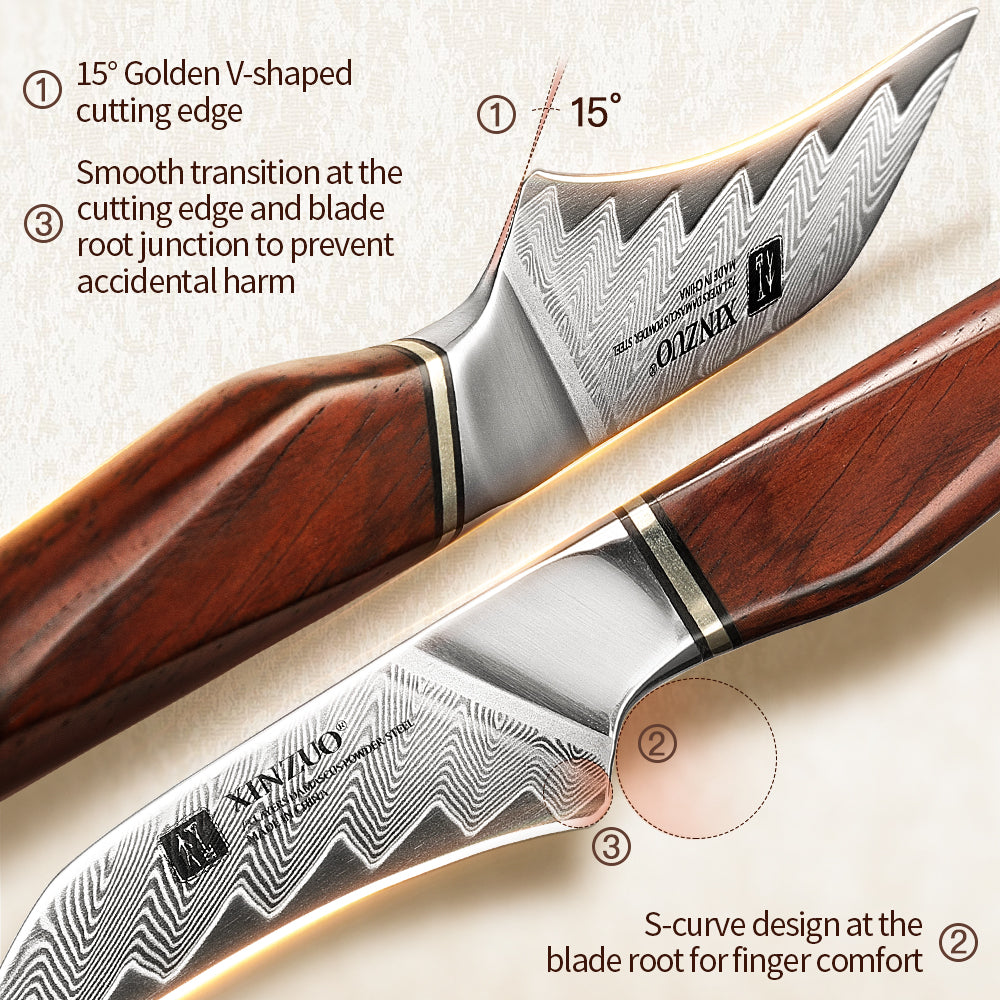 XINZUO Xing Series 3 Inches Paring Knife - 14Cr14MoVNb Steel Core With Wooden Sheath  Eco-Friendly Gift Package