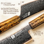 XINZUO 6.9”Nakiri Knife 49-Layer Damascus Kitchen Knife, ZDP-189 Steel Core DLC Coated Ultra Sharp Kitchen Knife