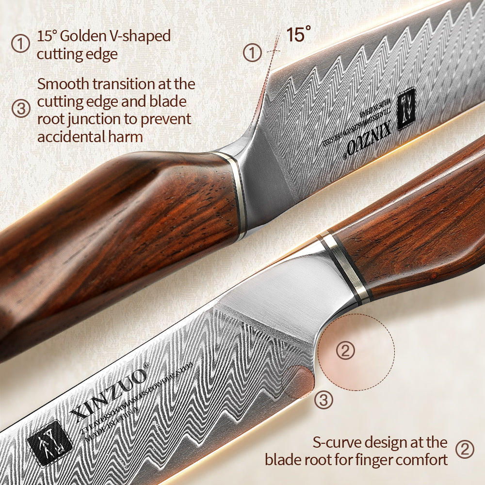 XINZUO Xing Series 10.2 Inches Carving Knife – 73-Layer Damascus Powder Steel, Michelin Star Collaboration, Sustainable Packaging, All-Purpose Culinary Tool