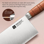 XINZUO 8 Inches Chinese Slicing Knife, 3 Layers Clad Steel with Red Wood Handle & Copper Rivets, 58~60HRC - FU Series