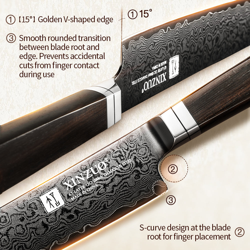 XINZUO 67-Layer Damascus 10" Slicing Knife – Carve with Confidence & Grace