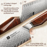 XINZUO Xing Series Professional 7.2”Nakiri Knife Damascus Steel Blade 14Cr14MoVNb Steel Core - Chopping Meat and Fruit