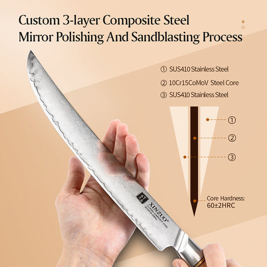 XINZUO Lan Series 3-layer Composite Steel  10 inches Carving Knife