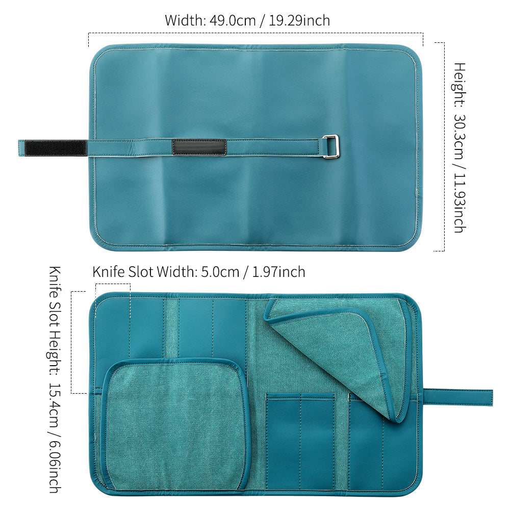 XINZUO 1PC Professional Chef Knife Roll Bag – 8 Slots, Microfiber Leather & Thickened Canvas, Available in Black or Blue,Durable Knife Storage & Travel Case for Chefs, Culinary Students & Home Cooks