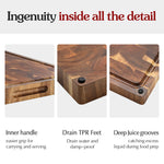XINZUO Large Reversible End Grain Cutting Board - Acacia Wood with Juice Groove,Drain TPR Feet & Gift Box, Size 19.1" x 14" x 1.5"