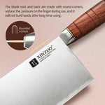 XINZUO 9 Inches Chinese Slicing Knife, 3 Layers Clad Steel with Red Wood Handle & Copper Rivets, 58~60HRC - FU Series