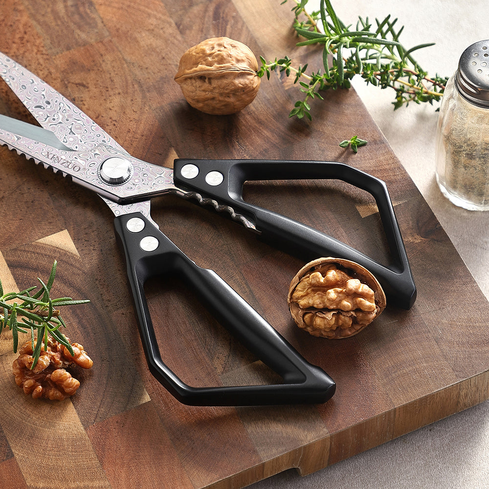 XINZUO Multi-Functional Kitchen Scissors 119 Layers Damascus Steel Iridescent Finish-Effort-saving Design