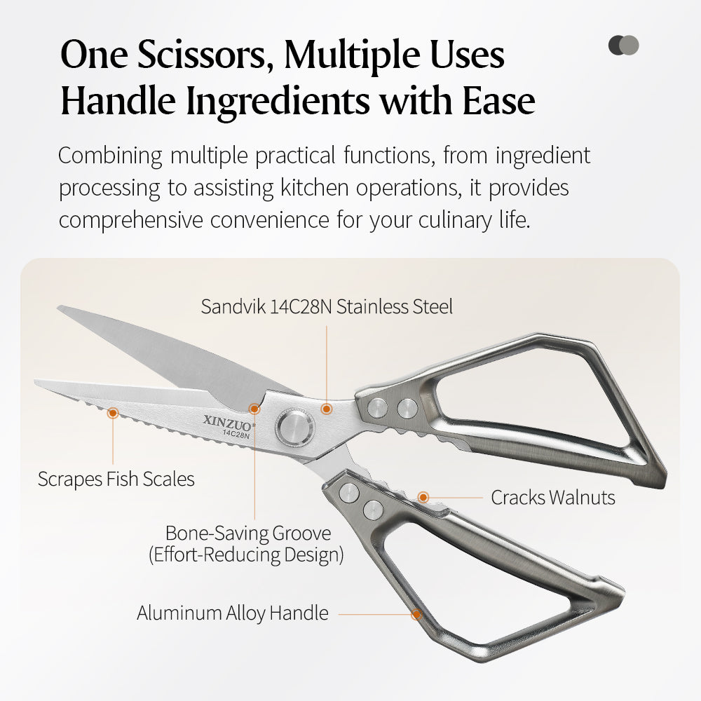 XINZUO 1PC Kitchen Knife Multifunctional & Innovative Design 14C28N Stainless Steel Aluminum Alloy Handle