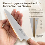 XINZUO 5.5 Inches Kitchen Utility Knife, Japanese Aogami #2 Steel, 62-64HRC, Ergonomic Octagonal Handle, Exquisite Gift-Ready Packaging