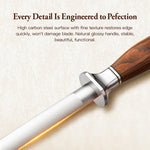 XINZUO Xing Series High-Carbon Steel Knife Sharpening Rod,Premium Solid Wood Handle - Eco-Friendly Gift Packaging