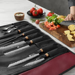 XINZUO Kitchen Knife Roll Bag, Microfiber Leather & Thickened Canvas Knife Storage Wrap with 8 Slots, Portable Wear-resistant Knife Carrier for Professional Chefs Camping Kitchen