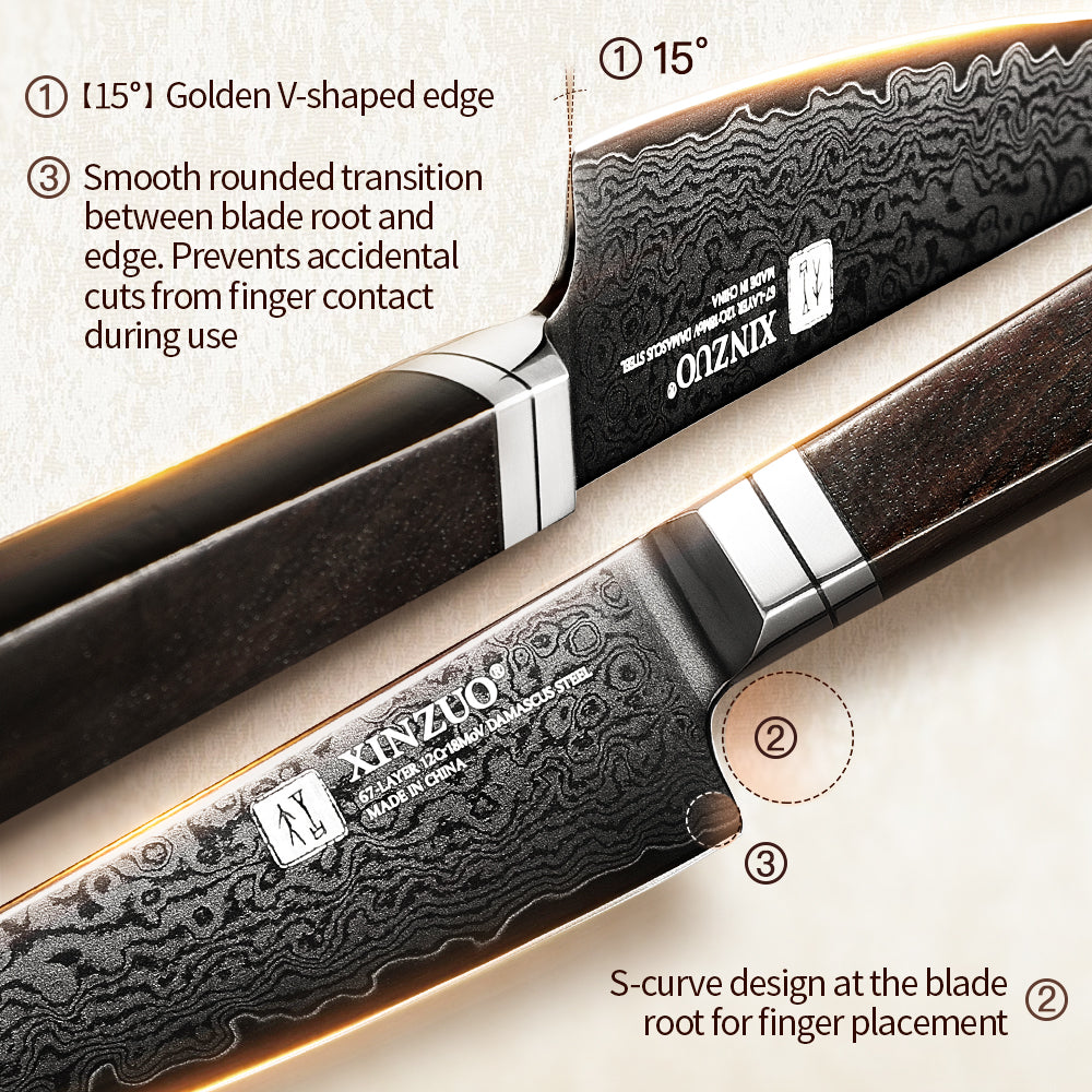 XINZUO Ji Series 4.1 Inches Sharp Paring Knife 67 Layers Damascus Steel Hand-forged Kitchen Knife