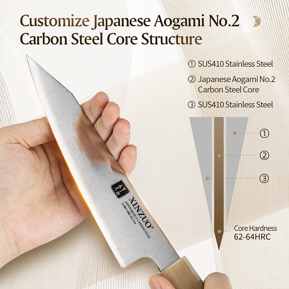 XINZUO Multifunctional 6.5-inch Bunka Knife 3 Layers Composite Steel Ergonomic handle