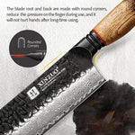 XINZUO 7 Inch Japanese Nakiri Knife, 67 Layers Damascus Steel with Burnt Oak Handle - Precision Vegetable Chef Knife for Professional & Home Use
