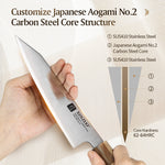 XINZUO Professional 7.1-inch Handmade Japanese Bunka Knife,Aogami No.2 Carbon Steel 3-Layer Composite Blade