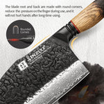 XINZUO 7.3 Inch Heavy Duty Bone Chopping Knife 67 Layers Damascus Steel with Burnt Oak Handle – Professional Butcher & Kitchen Cleaver