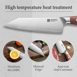XINZUO 6.2”Sharp Kitchen Bunka Knife 3-Layer Composite Steel Comfort Red Wood Handle, Multipurpose Cooking Knife