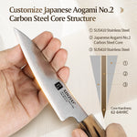 XINZUO Paring Knife Aogami No.2 Composite Steel, 3-Layer Sanyo Riki Blade 62-64HRC, Japanese Kitchen Knife