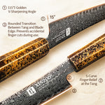 XINZUO 10 Inches Calamus Knife Japanese ZDP189 Damascus Steel Intangible Cultural Heritage lacquerware Handle